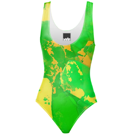 Green Paint One Piece Swimsuit