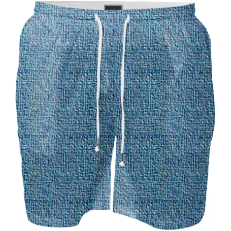 Blue Textured Swim Shorts