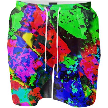 Black Paint Swim Shorts