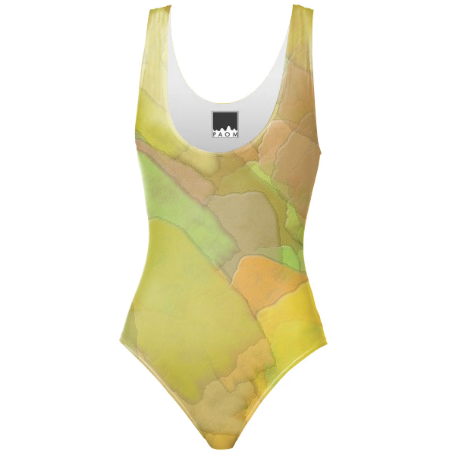 Yellow Paint One Piece Swimsuit