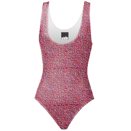 Pink Textured One Piece Swimsuit